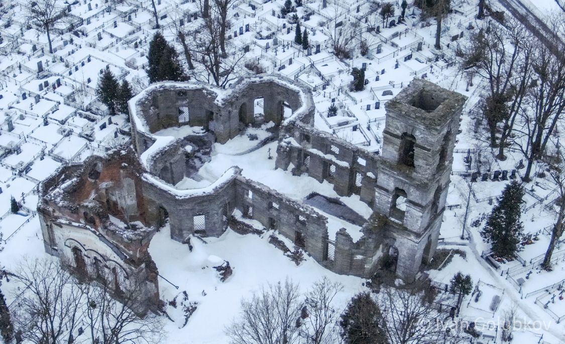 Русско-Высоцкое. Церковь Николая Чудотворца (старая). общий вид в ландшафте