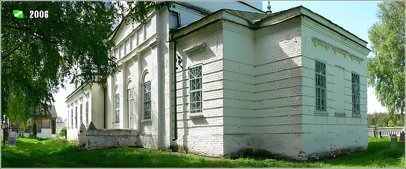Церковь Рождества Христова, Заколпье (Гусь-Хрустальный район и г. Гусь-Хрустальный, Владимирская область). фасады, Цифровая панорама первого яруса церкви от юго-восточного угла