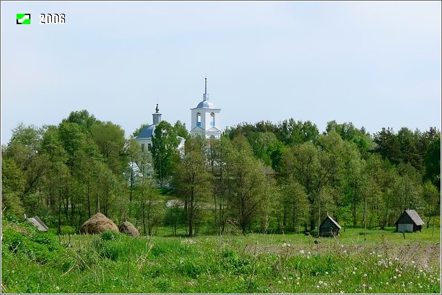 Цикуль. Церковь Спаса Преображения. общий вид в ландшафте, Панорама с северо-запада