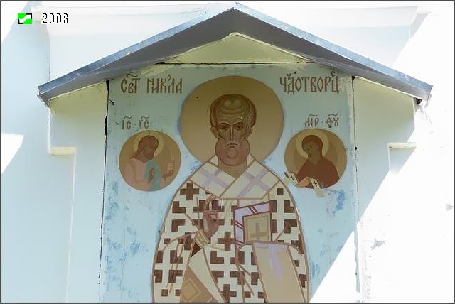 Церковь Преображения Господня, Цикуль (Гусь-Хрустальный район и г. Гусь-Хрустальный, Владимирская область). архитектурные детали, Западный фасад, фрагмент фрески