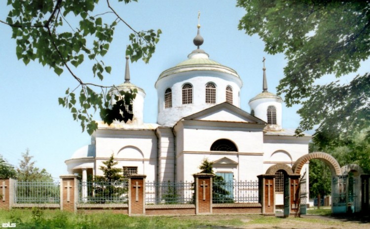 Пархомовка. Церковь Покрова Пресвятой Богородицы. общий вид в ландшафте