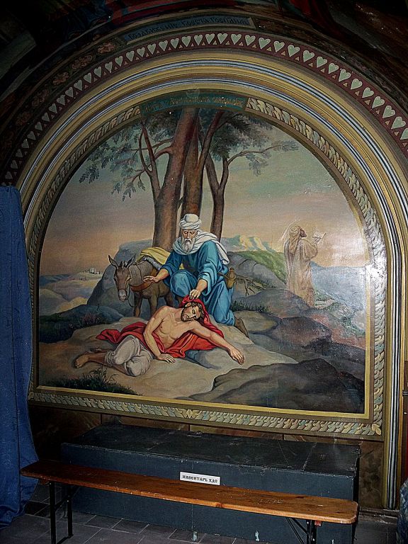 Покровский мужской монастырь. Собор Покрова Пресвятой Богородицы, Харьков (Харьков, город, Украина, Харьковская область). интерьер и убранство, Сюжет академической росписи взят с гравюры из сборника 
