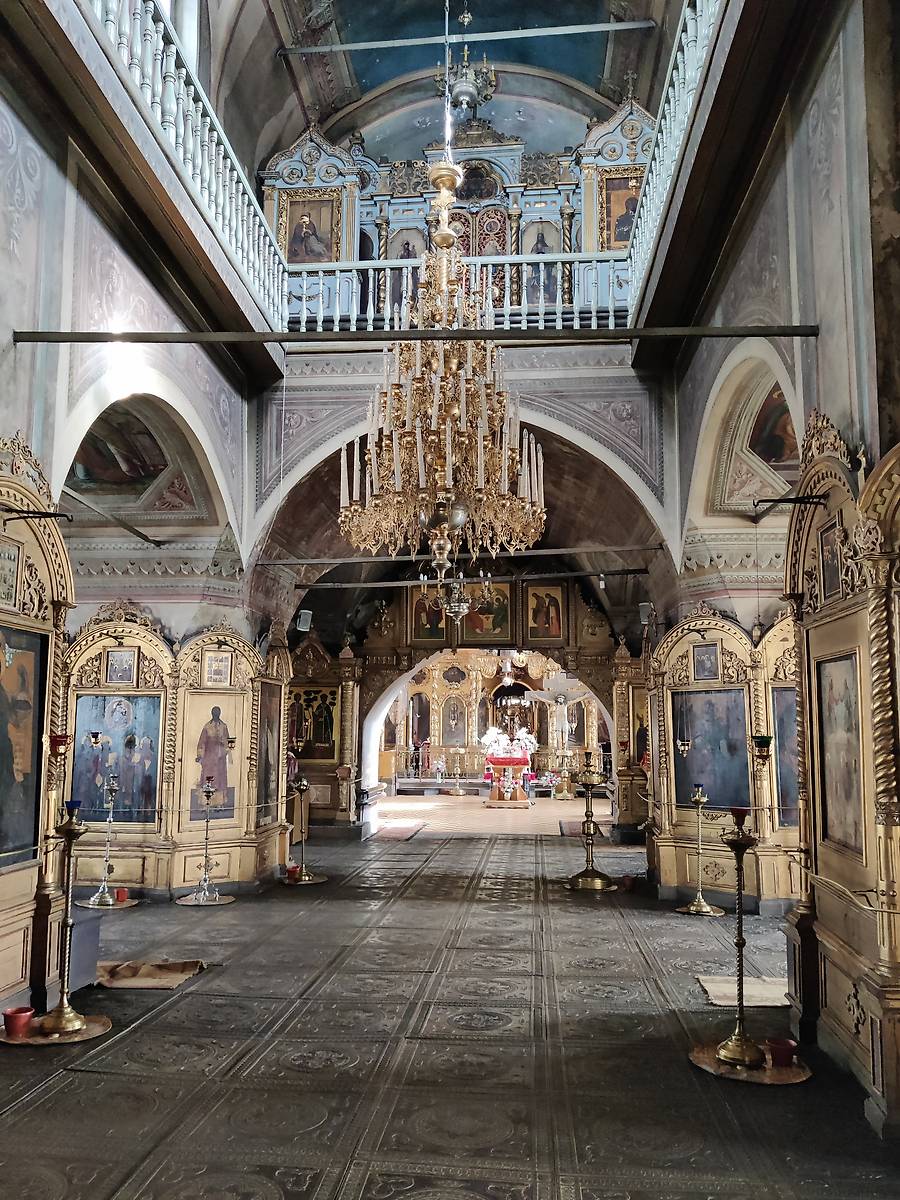 Интерьеры центральной части трапезной., интерьер и убранство. Кафедральный собор Воздвижения Креста Господня, Палех (Палехский район, Ивановская область)