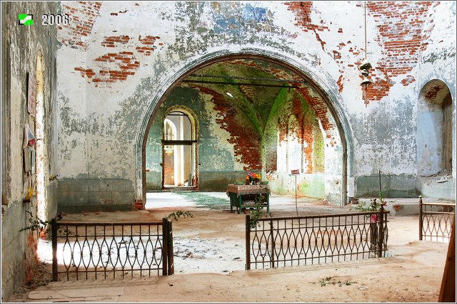 Церковь. Иоанна Предтечи, Куземский Погост (Скрипино)(Малоугрюмово) (Меленковский район, Владимирская область). интерьер и убранство, Интерьер основного объёма, вид из юго-восточного угла помещения 