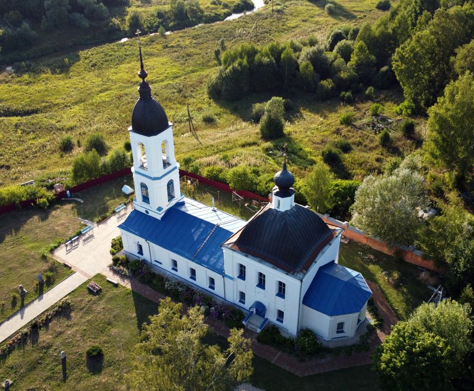 Дмитриевский Погост. Церковь Успения Пресвятой Богородицы. общий вид в ландшафте