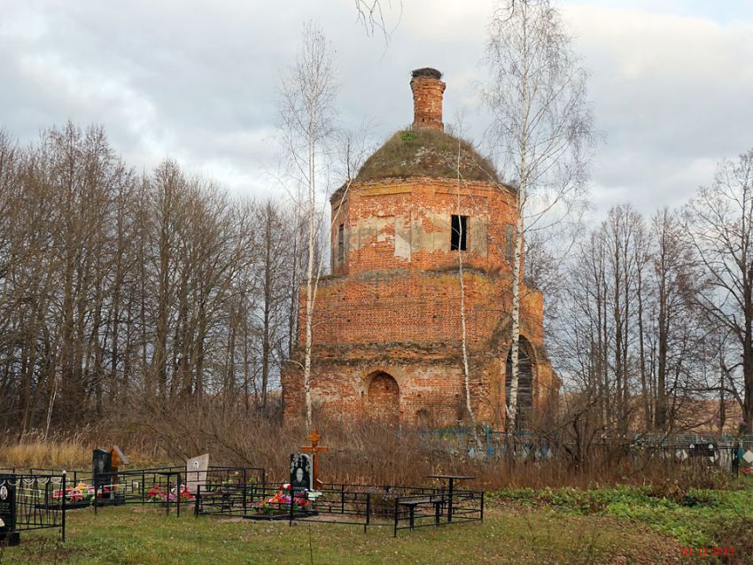 Клетино. Церковь Космы и Дамиана. общий вид в ландшафте