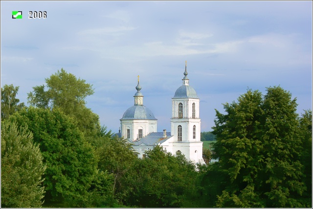 Юрово. Церковь Николая Чудотворца. общий вид в ландшафте, Вид с северо-запада