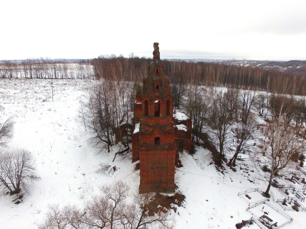 Большая Каменка. Церковь Вознесения Господня. общий вид в ландшафте, Вид с запада, фото с квадрокоптера