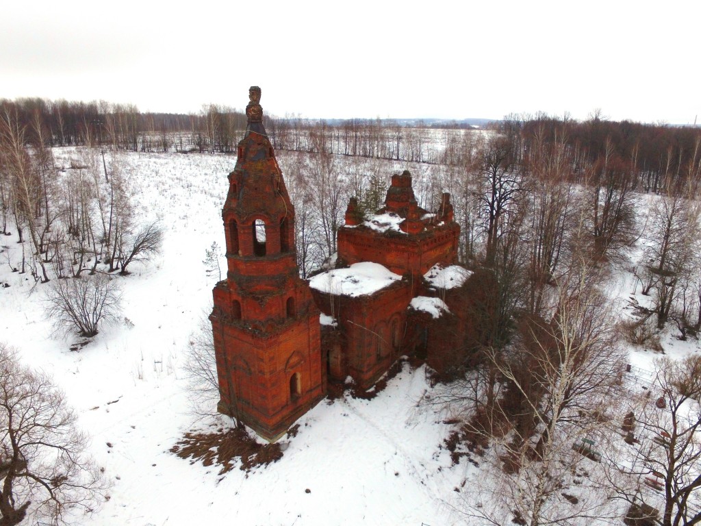 Большая Каменка. Церковь Вознесения Господня. общий вид в ландшафте, Вид с юго-запада, фото с квадрокоптера