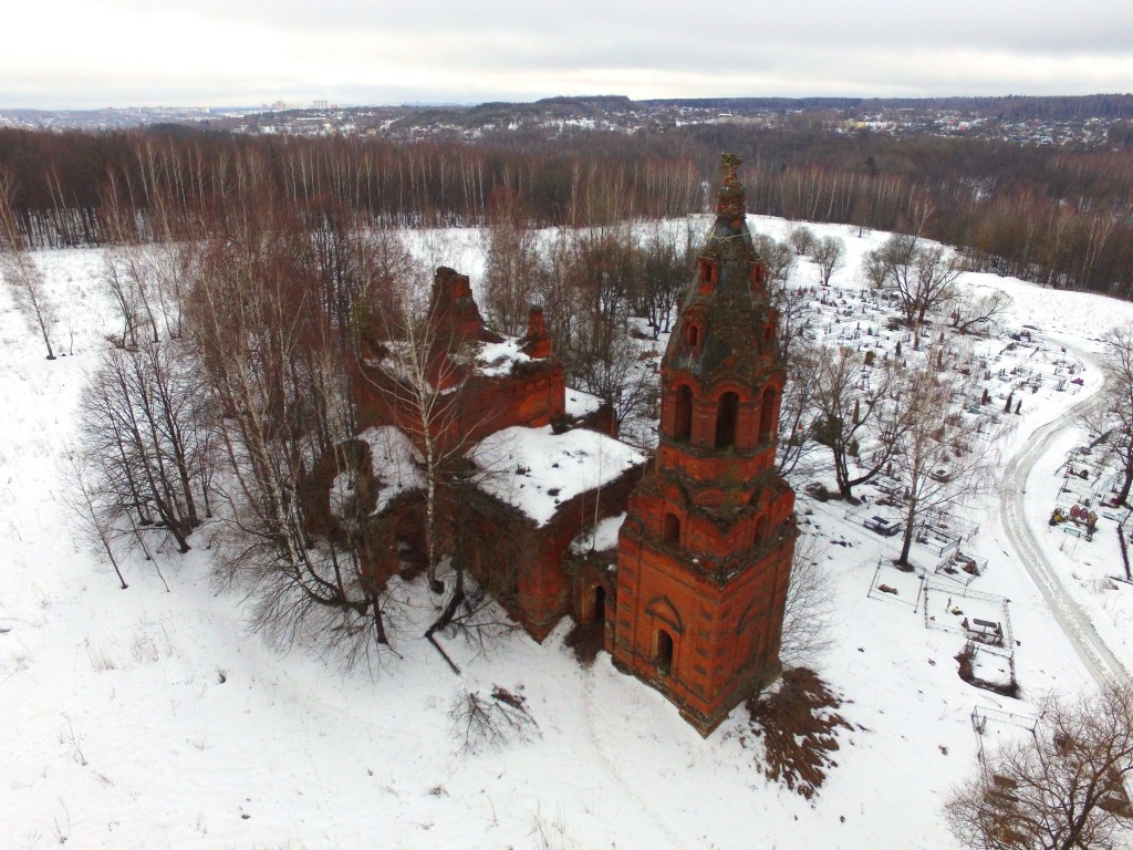 Большая Каменка. Церковь Вознесения Господня. общий вид в ландшафте, Вид с северо-востока, фото с квадрокоптера