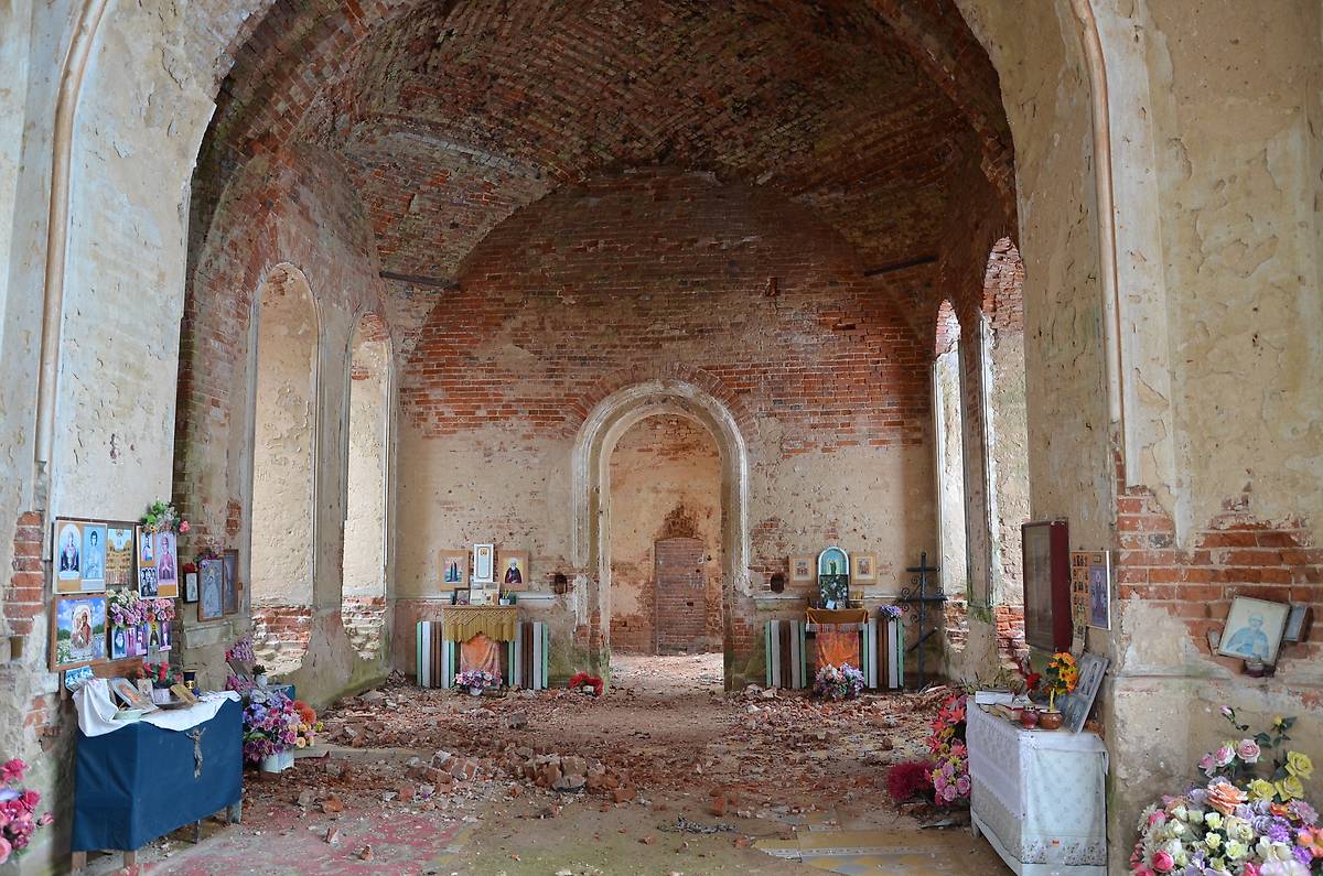 Вид с востока, интерьер и убранство. Церковь Вознесения Господня, Большая Каменка (Калуга, город, Калужская область)