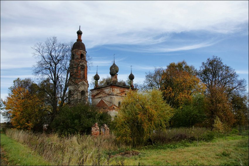 Боровицы. Церковь Игнатия Богоносца. общий вид в ландшафте