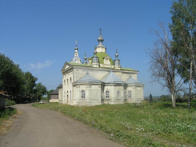 Кичанзино. Церковь Покрова Пресвятой Богородицы. общий вид в ландшафте