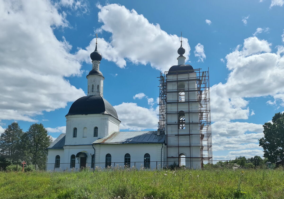 Церковь Покрова Пресвятой Богородицы, Зиновьево (Александровский район, Владимирская область). общий вид в ландшафте, Вид с севера