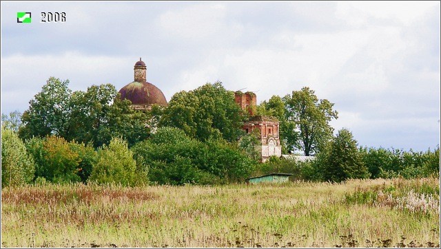 Новофетинино. Церковь Всех Святых. общий вид в ландшафте, Панорама с севера