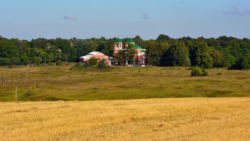 Церковь Казанской иконы Божией Матери, Красная горка, усадьба (Михайловский район, Рязанская область). общий вид в ландшафте, Общий вид