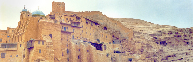 Иудейская пустыня, Вади Кедрон. Саввы Освященного, Лавра. архивная фотография, Общий вид с юго-востока.
