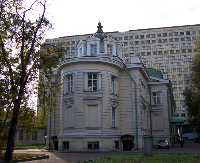 Домовая церковь Покрова Пресвятой Богородицы при бывшем Доме призрения бедными имени Т.Г. Гурьевой, Даниловский (Южный административный округ (ЮАО), г. Москва). общий вид в ландшафте