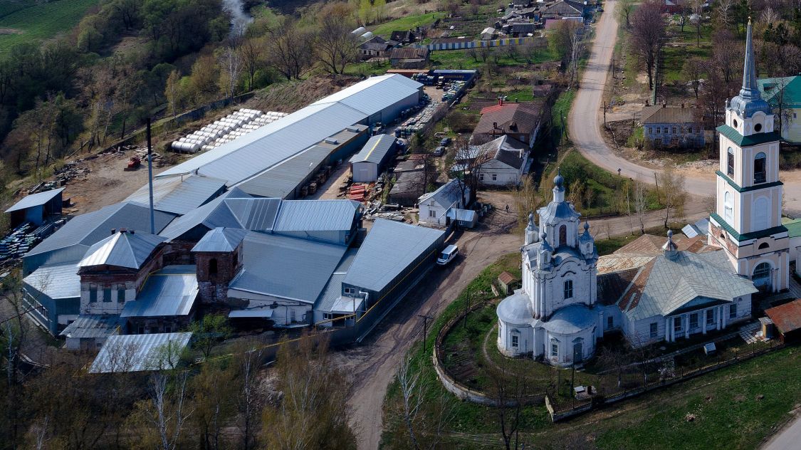Церковь Троицы Живоначальной, Крапивна (Щёкинский район, Тульская область). общий вид в ландшафте