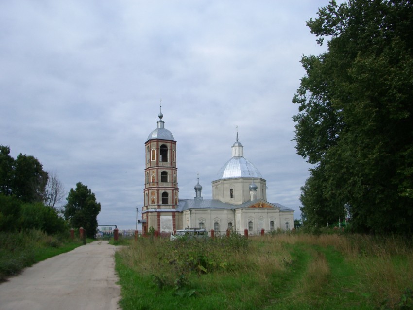 Церковь Троицы Живоначальной, Троицкое (Жуковский район, Калужская область). общий вид в ландшафте