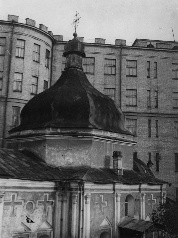 Екатерининский Греческий монастырь, Подол (Подольский район, Украина, г. Киев). архивная фотография, Церковь Св. Екатерины Греческого монастыря. Располагалась на Контрактовой площади. Разобрана в 1929 г. Фото 1929 г. из фондов Государственной научной архитектурно-строительной библиотеки им. В.И. Заболотного