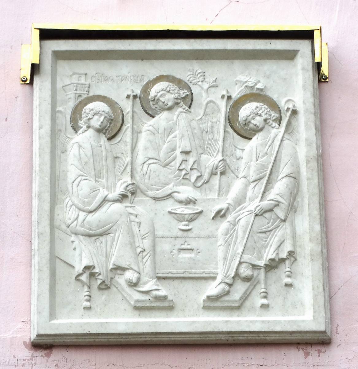 Образ на стене храма., архитектурные детали. Свенский Успенский монастырь. Церковь Сретения Господня, Супонево (Брянский район, Брянская область)