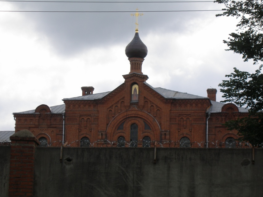 Церковь Сергия Радонежского, Троицкое (Чеховский городской округ, Московская область). фасады, Сфотографировано со стороны шоссе из-за забора больницы