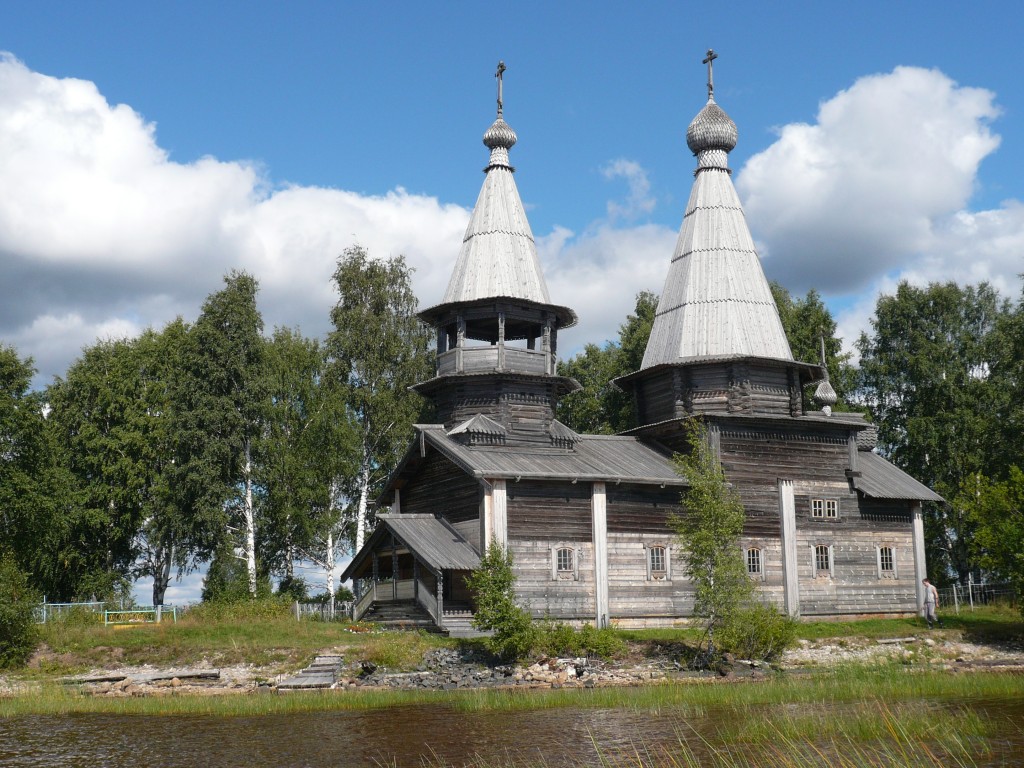 Церковь Богоявления Господня, Чёлмужи (Медвежьегорский район, Республика Карелия). общий вид в ландшафте