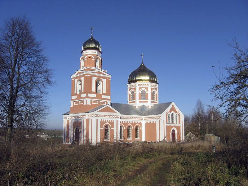 Госома. Церковь Бориса и Глеба. общий вид в ландшафте