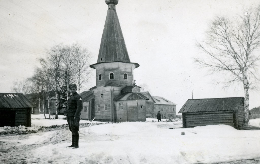 Церковь Александра Свирского, Космозеро (Медвежьегорский район, Республика Карелия). архивная фотография, Финское фото 1943 года. Автор Allan Vainio