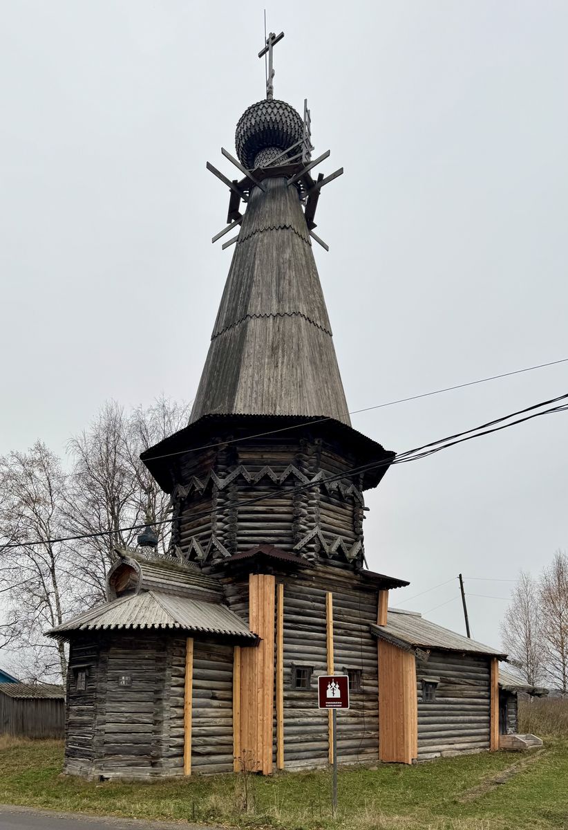 Вид с северо-востока после консервации, фасады. Церковь Александра Свирского, Космозеро (Медвежьегорский район, Республика Карелия)