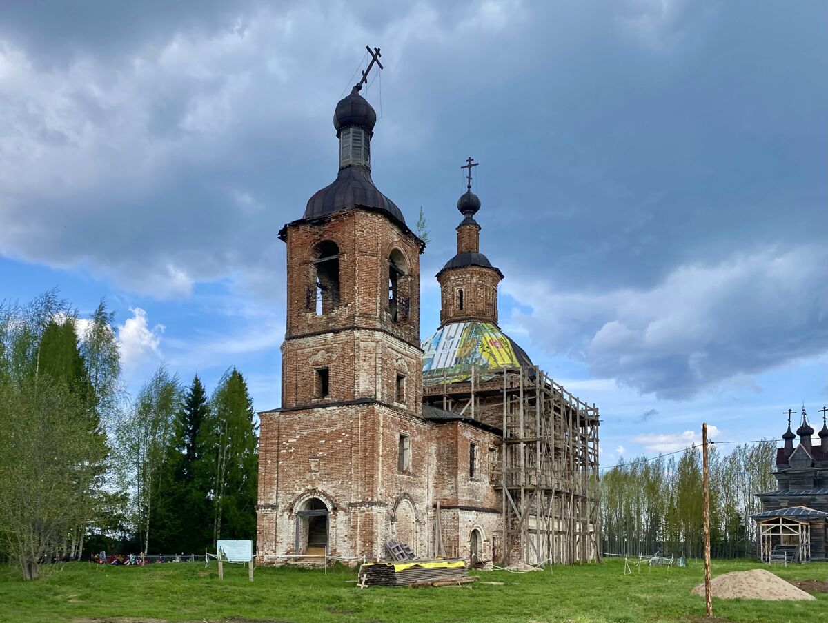 Церковь Воскресения Христова, Пермогорье (Придворные Места) (Красноборский район, Архангельская область). документальные фотографии, Вид по итогам консервационных работ 2024 года