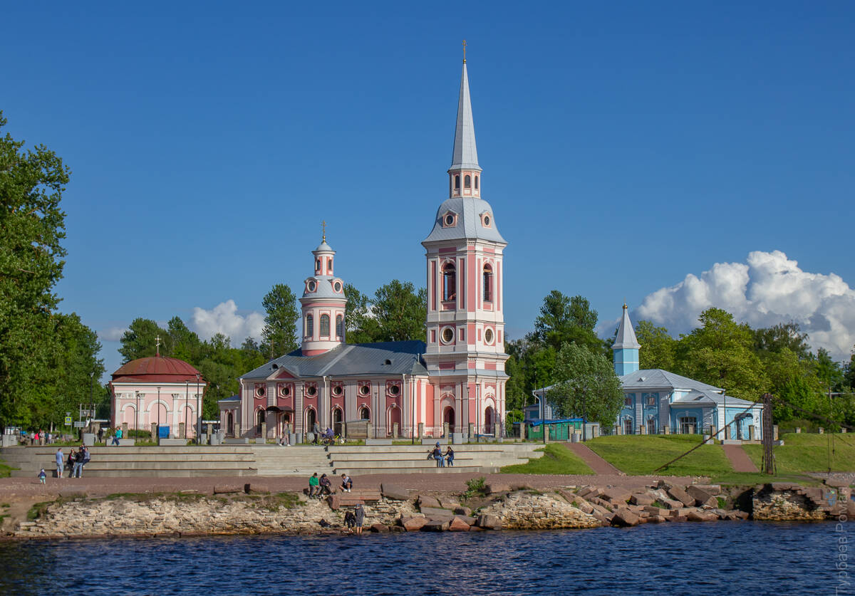 Храмовый комплекс. Собор Благовещения Пресвятой Богородицы и церковь Николая Чудотворца, Шлиссельбург (Кировский район, Ленинградская область). фасады, Вид с запада
