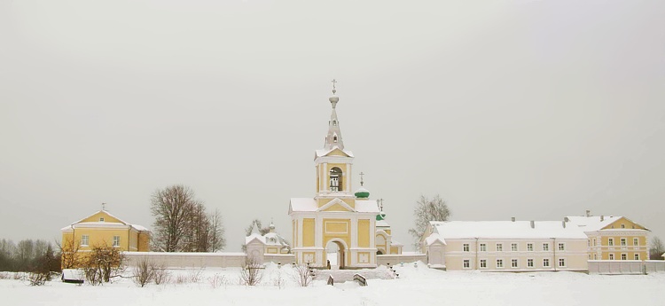 Введено-Оятский женский монастырь. Церковь Введения во храм Пресвятой Богородицы, Оять (Лодейнопольский район, Ленинградская область). общий вид в ландшафте