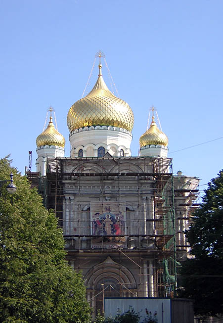 Московский район. Воскресенский Новодевичий Монастырь. Собор Воскресения Христова. фасады, Вид с Московского проспекта