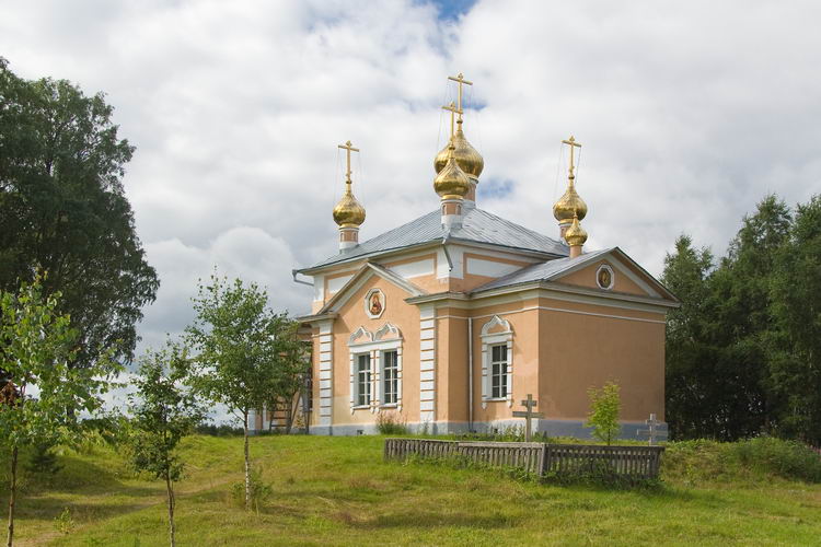 Важеозерский Спасо-Преображенский мужской монастырь. Церковь Всех Святых, Интерпосёлок (Олонецкий район, Республика Карелия). общий вид в ландшафте