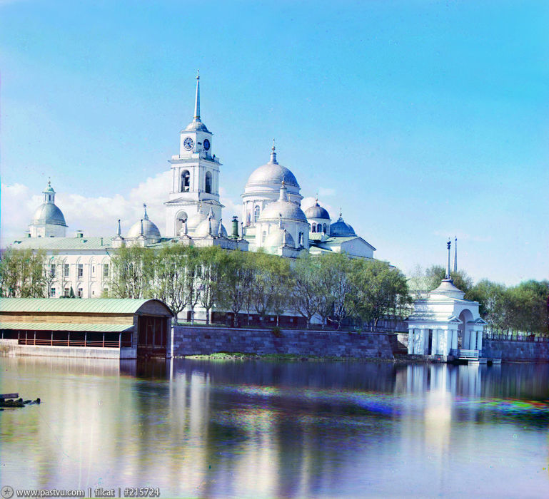 Столобный, остров (озеро Селигер). Нило-Столобенская пустынь. Собор Богоявления Господня. архивная фотография, Фото с сайта pastvu.ru . Фото С.М.Прокудина-Горского 1910 г.