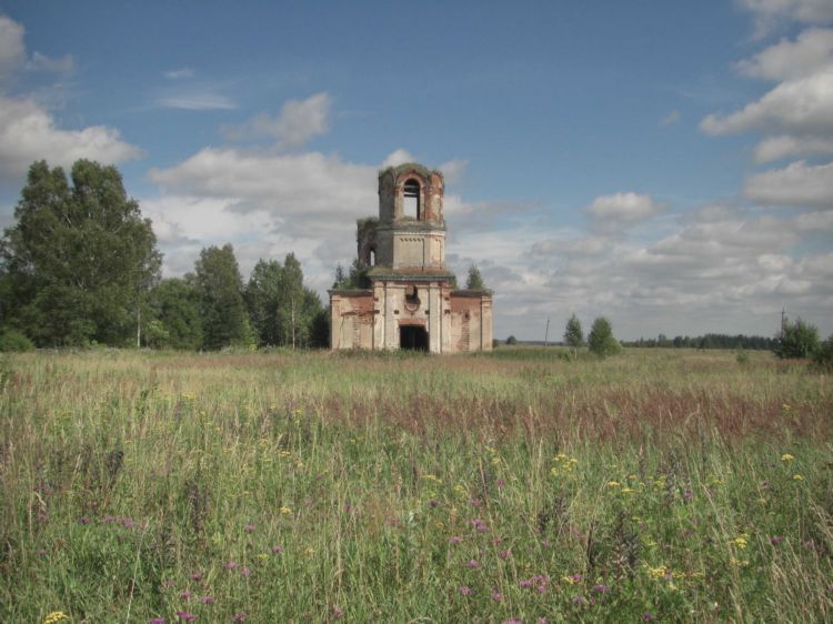 Церковь Илии Пророка, Ильинское (Старицкий район, Тверская область). общий вид в ландшафте, Вид со стороны д. Сергеево