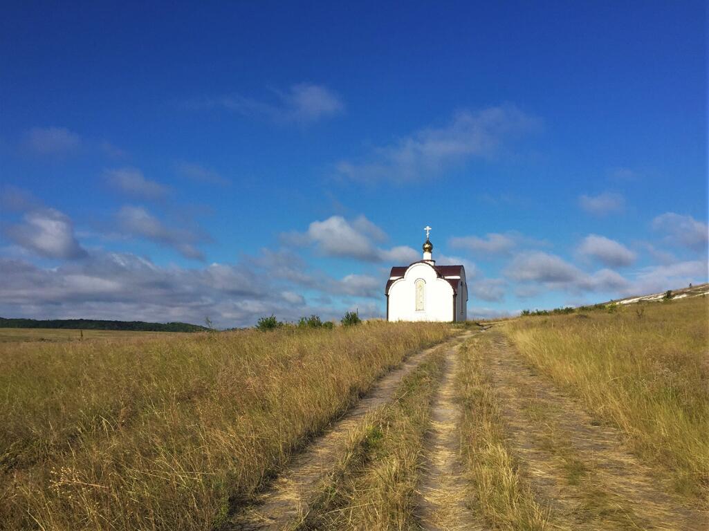 Костомаровский Спасский монастырь. Часовня Распятия Христова, Костомарово (Подгоренский район, Воронежская область). общий вид в ландшафте