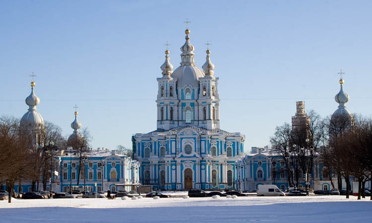 Центральный район. Воскресенский Смольный Новодевичий монастырь. фасады, Вид со Шпалерной улицы