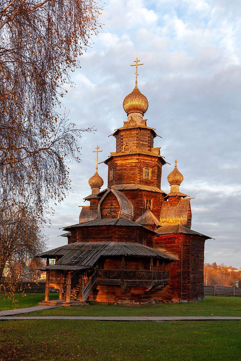 фасады. Музей деревянного зодчества. Церковь Преображения Господня из с. Козлятьево, Суздаль (Суздальский район, Владимирская область)