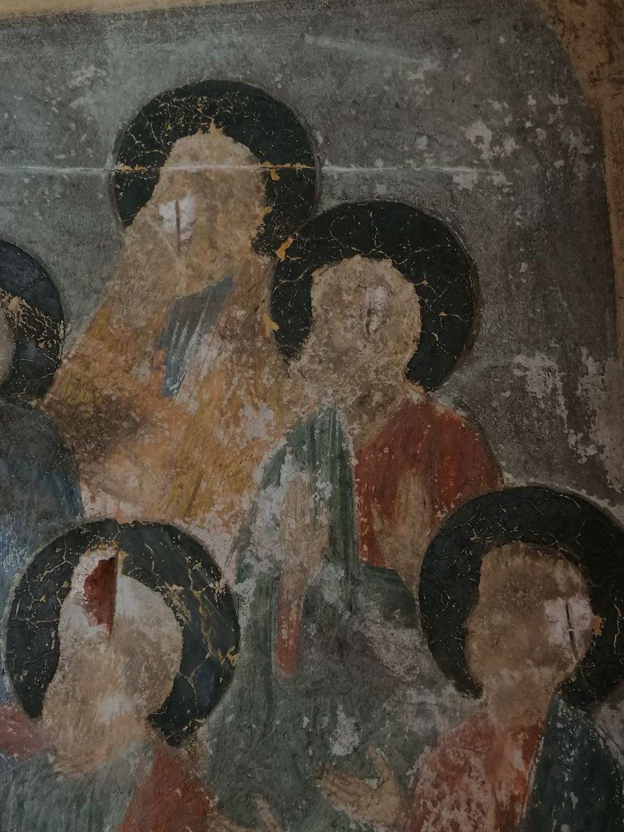Следы надругательства на одной из фресок, интерьер и убранство. Церковь Николая Чудотворца (Николы Мокрого), Ярославль (Ярославль, город, Ярославская область)