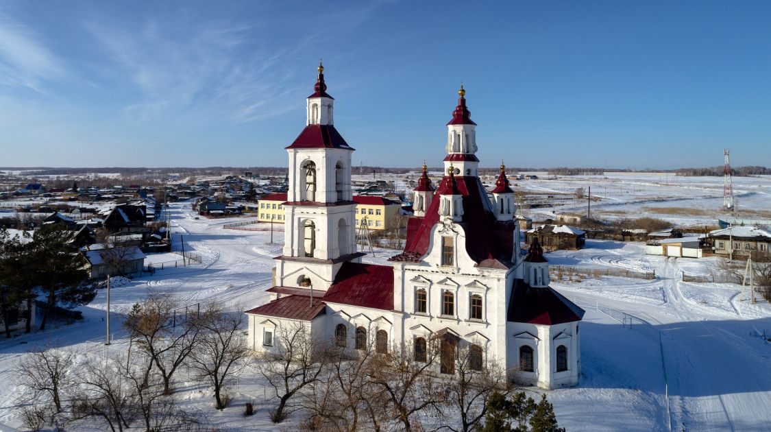 Церковь Флора и Лавра, Белоярское (Щучанский район, Курганская область). общий вид в ландшафте