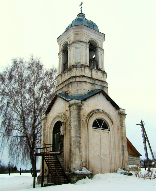 Телебукино. Церковь Спаса Преображения. фасады, вид с севера на колокольню
