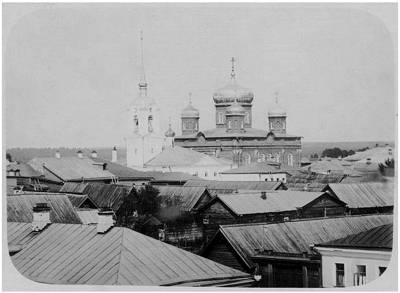 Собор Екатерины, Судогда (Судогодский район, Владимирская область). архивная фотография, Общий вид с северо-запада с чердака уездного училища; Госкаталог №16717647; ФГБУК 