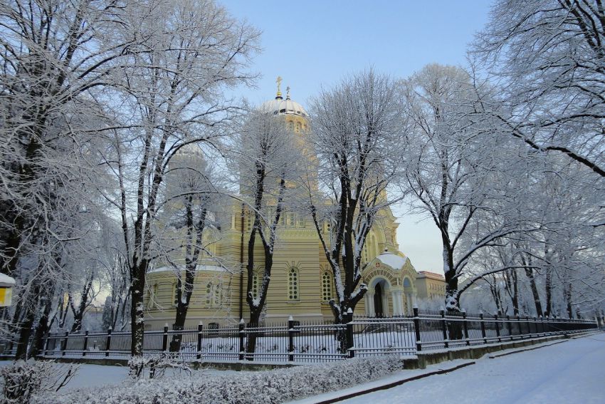 Рига. Кафедральный собор Рождества Христова. фасады, собор в зимнем убранстве