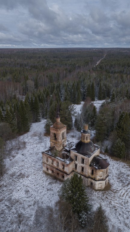 Церковь Николая Чудотворца погоста Пырза, Корнухино, урочище (Великоустюгский район, Вологодская область). фасады