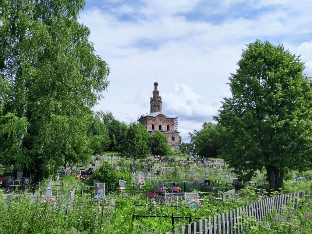 Церковь Благовещения Пресвятой Богородицы, Мишуково (Вожбал) (Тотемский район, Вологодская область). общий вид в ландшафте