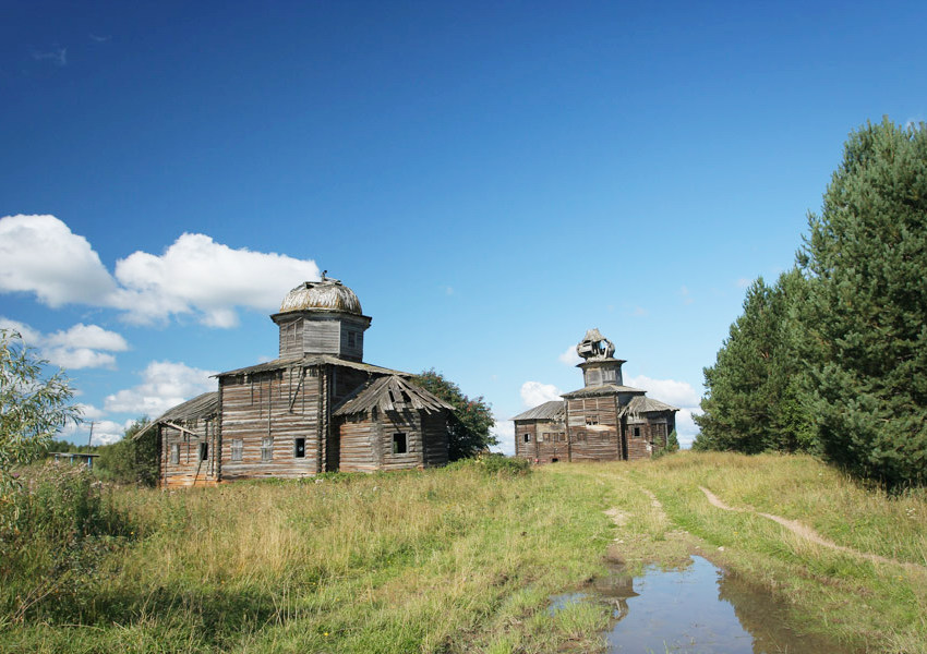 Масловская (погост Тулгас). Храмовый комплекс. Церкви Власия и Климента. фасады