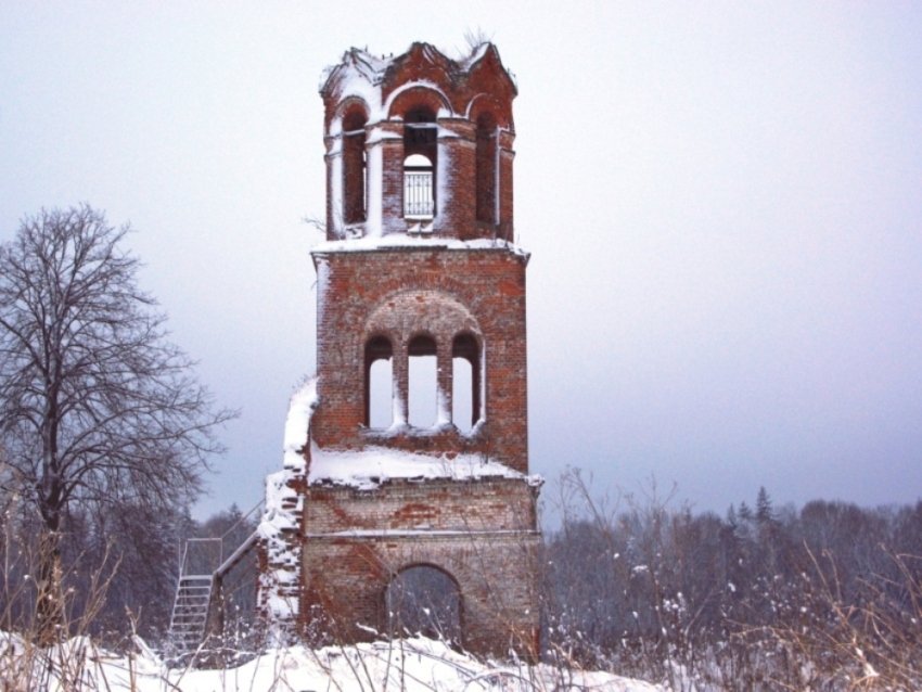 Лихачёво, урочище. Церковь Николая Чудотворца. фасады, колокольня, вид с севера
